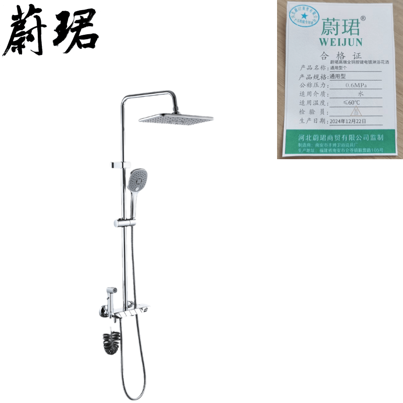 蔚珺高端全铜按键电镀淋浴花洒通用型个 WJ-8670 蔚珺高端全铜按键电镀淋浴花洒通用型...