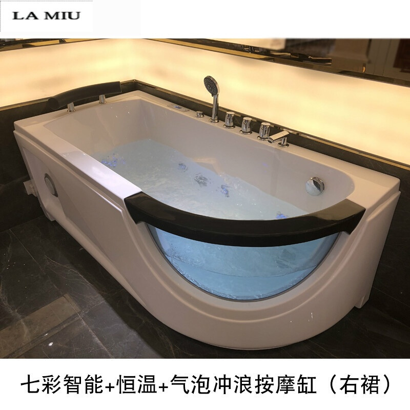 新款欧式浴缸家用小户型浴缸冲浪恒温加热浴池按摩亚克力单人浴盆波迷娜BOMINA 新款欧式浴缸家用小户型浴缸冲浪恒温...